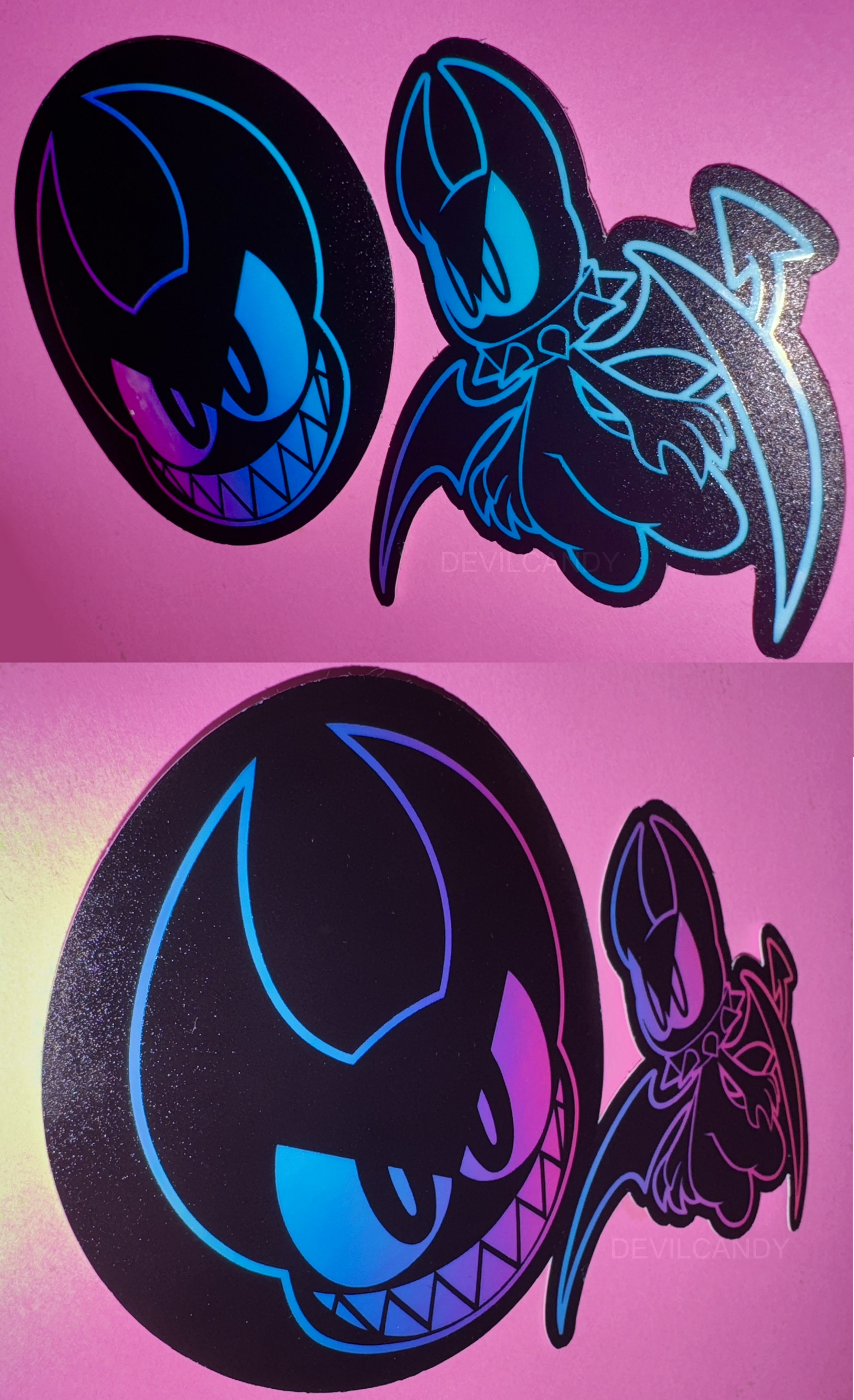 DEVILCANDY Blue/Pink Holographic Stickers (2 Options)