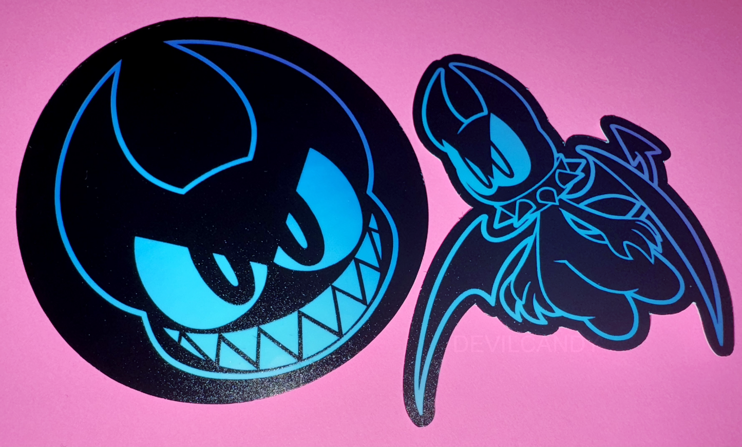 DEVILCANDY Blue/Pink Holographic Stickers (2 Options)
