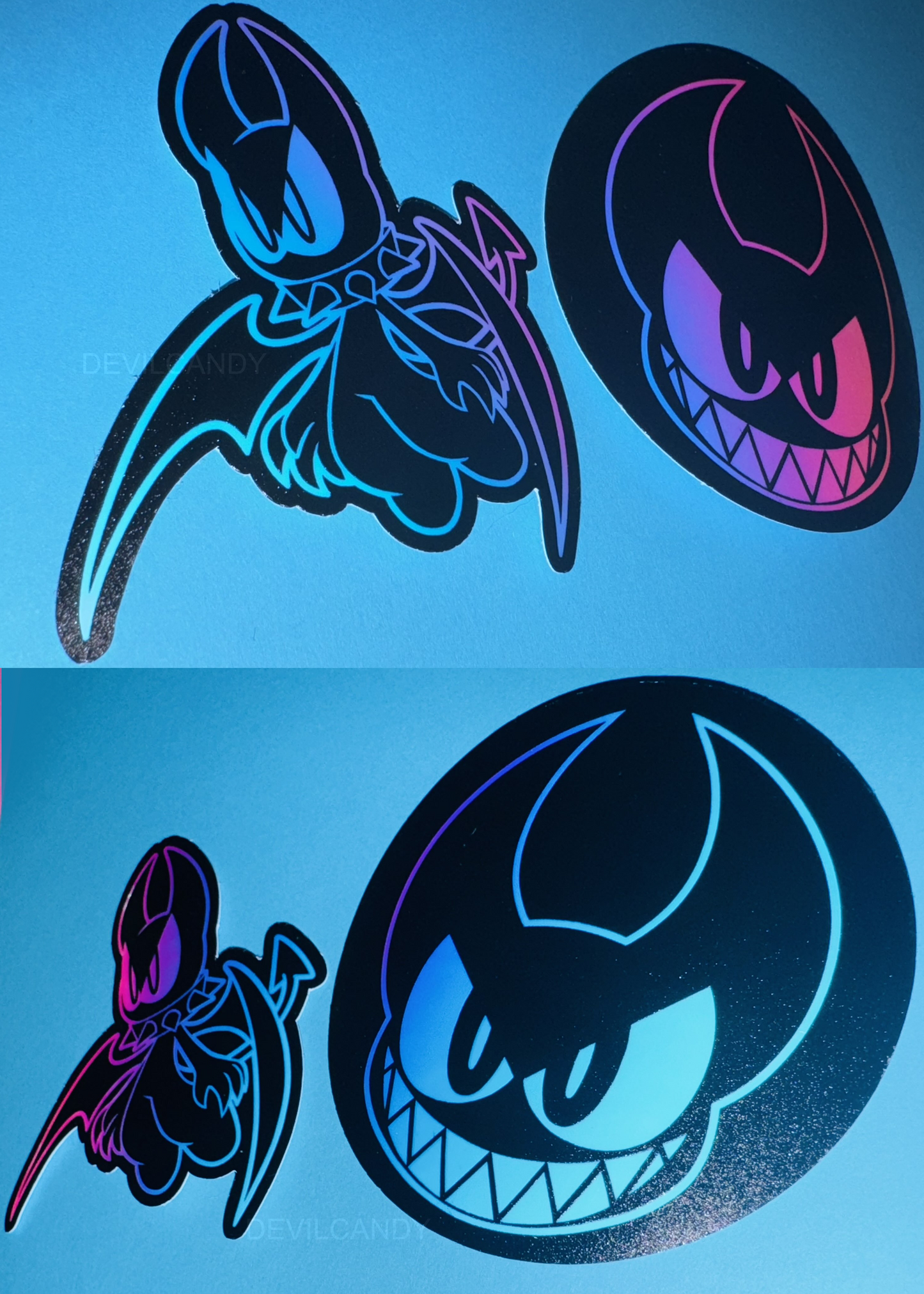 DEVILCANDY Blue/Pink Holographic Stickers (2 Options)
