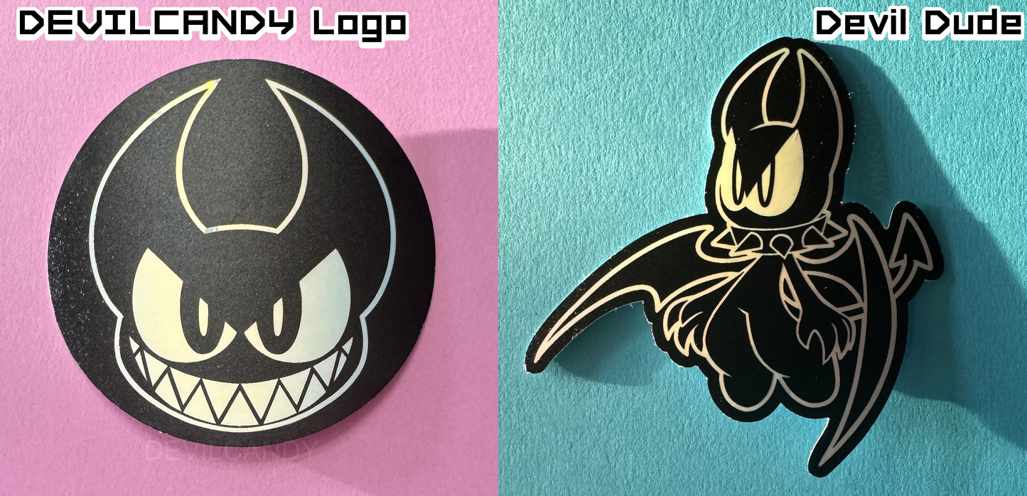 DEVILCANDY Blue/Pink Holographic Stickers (2 Options)
