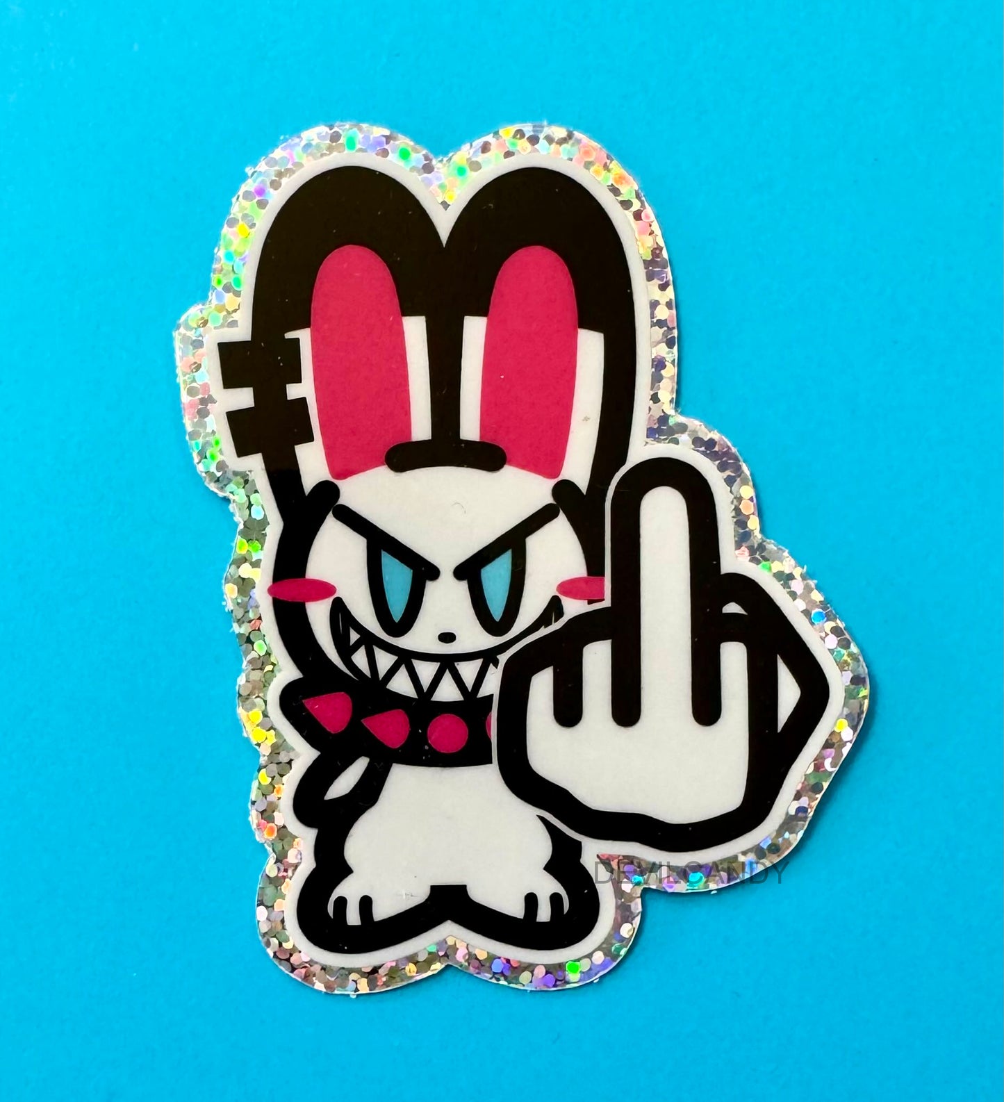 Ruby Middle Finger Glitter Sticker
