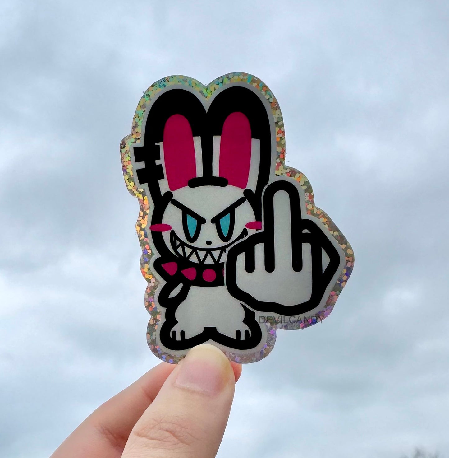 Ruby Middle Finger Glitter Sticker