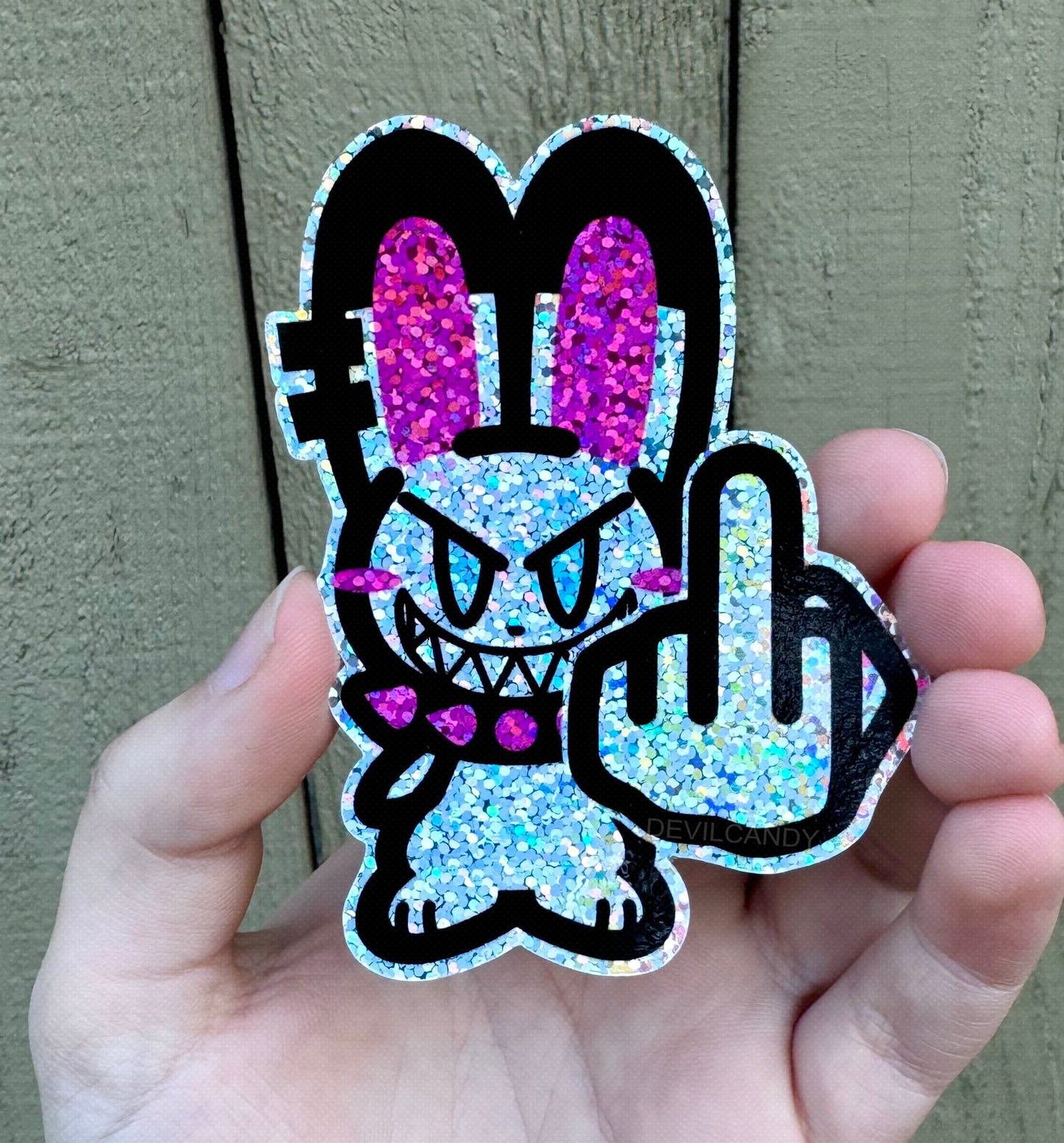 Ruby Middle Finger Glitter Sticker (2 Options)