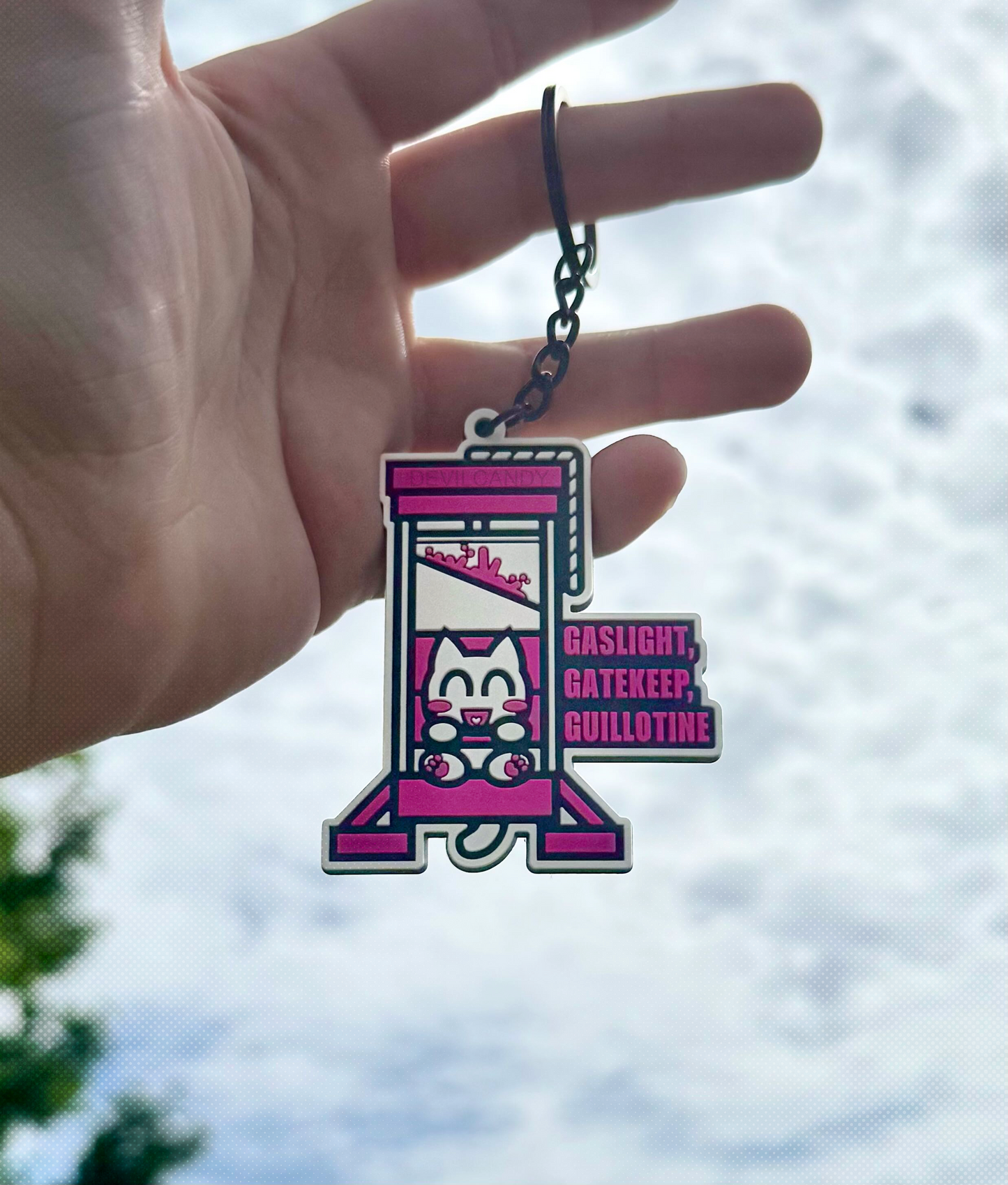 Gaslight, Gatekeep, Guillotine PVC Keychain