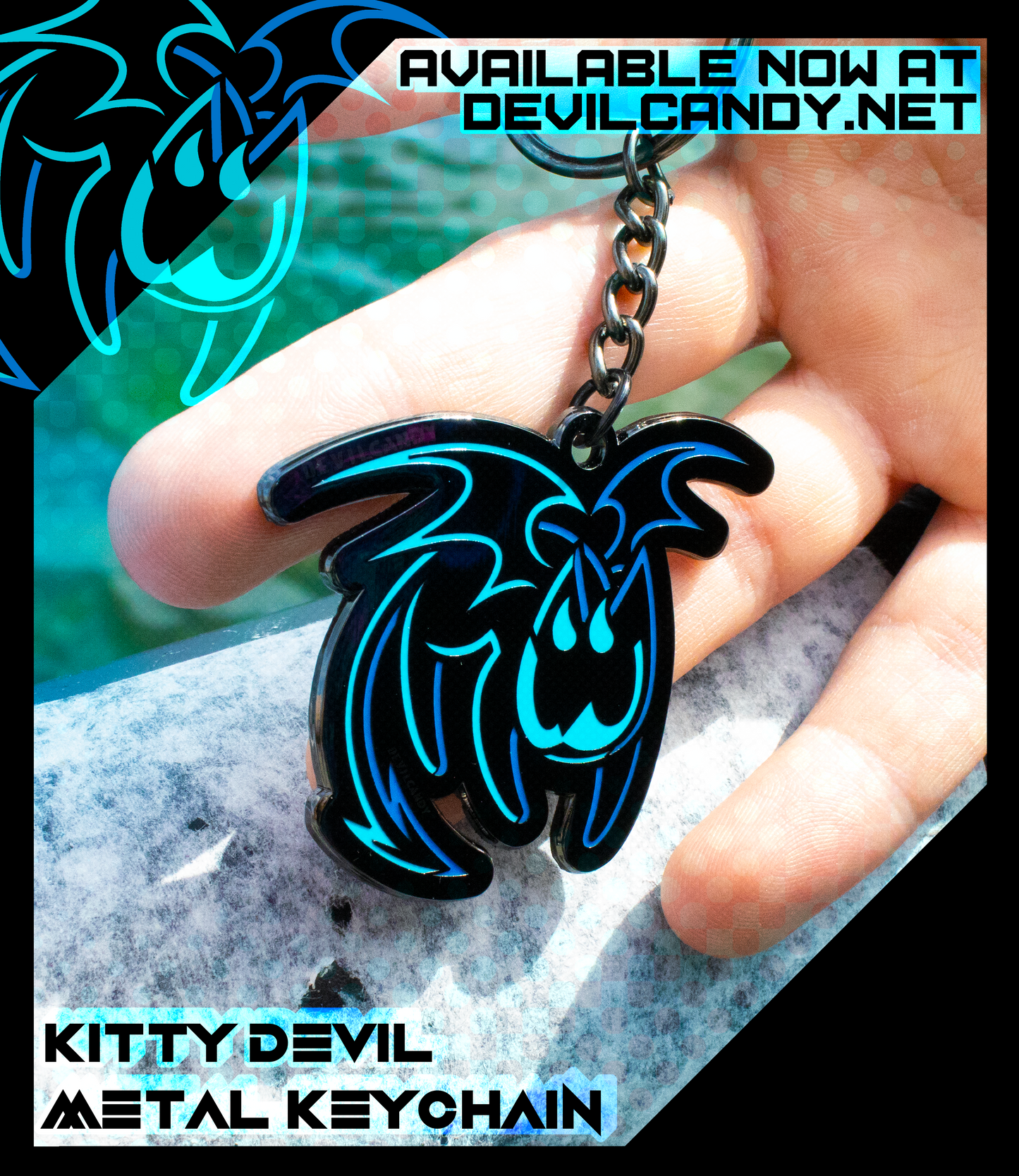 Kitty Devil Metal Keychain