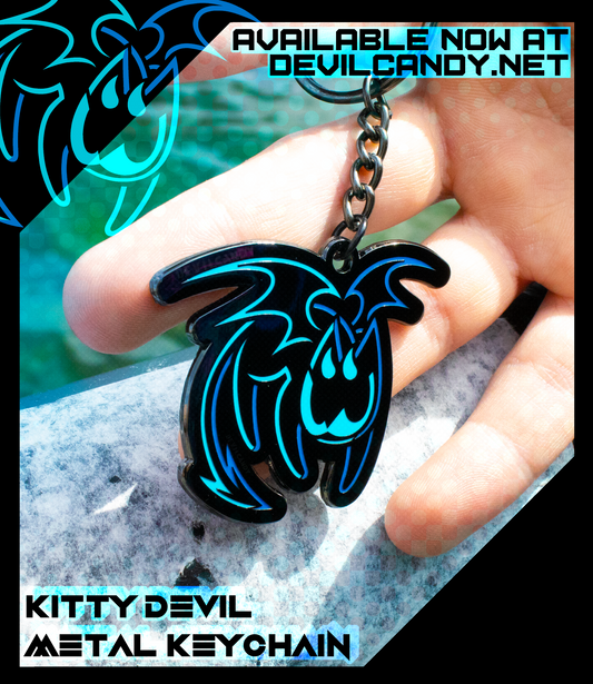 Kitty Devil Metal Keychain
